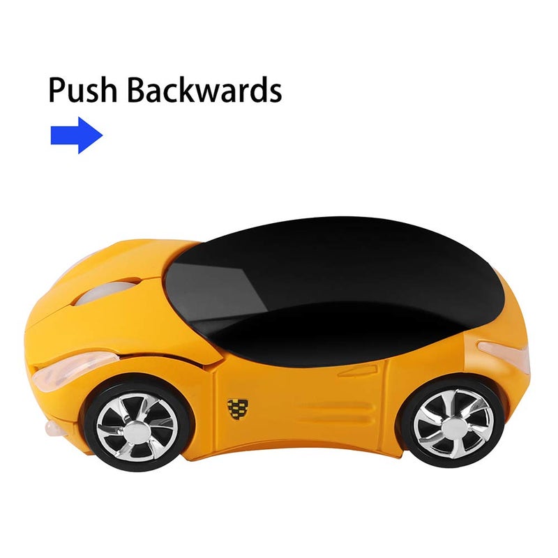 elec Space Usbkingdom 2.4GHz Wireless Mouse Cool 3D Sport Car Shape Ergonomic Optical Mice with USB Receiver for PC Laptop Computer Women Small Hands(Yellow) - Image 4